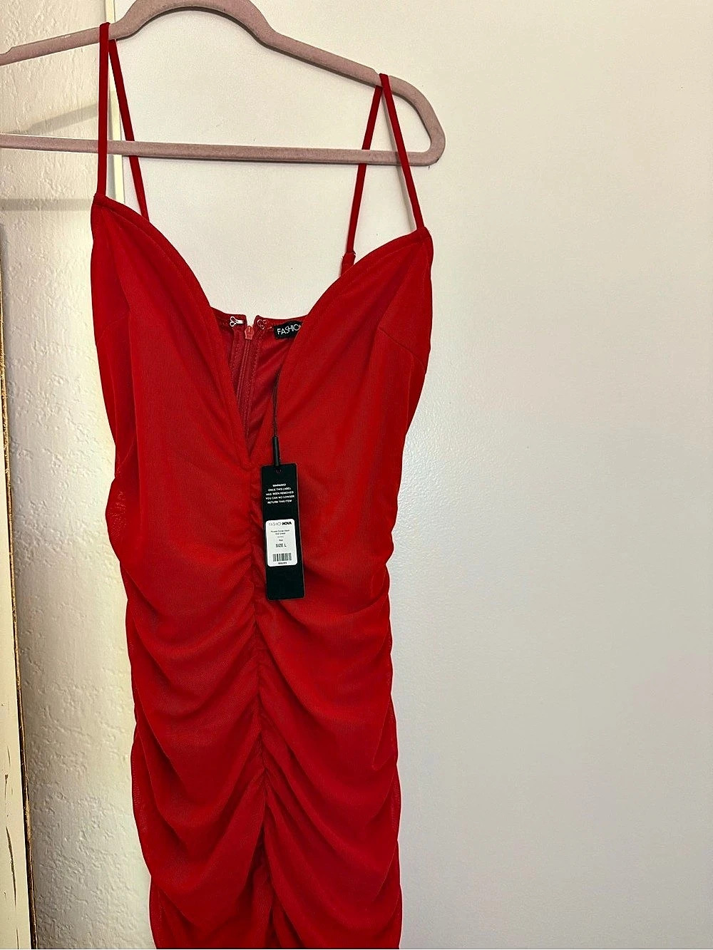 Fashion Nova Private Dinner Mesh Midi Dress Red Size Large